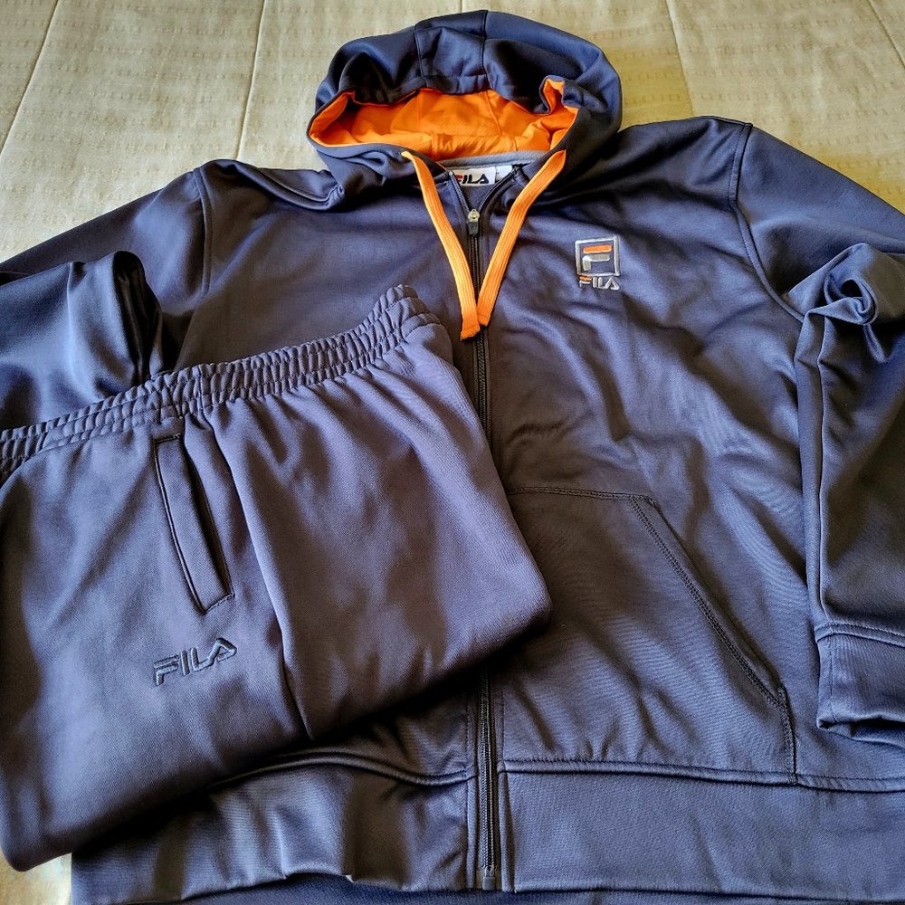 Fila Men's Urban Casual Hooded Athletic Training Suit - Jacket (L) and Pants (M)